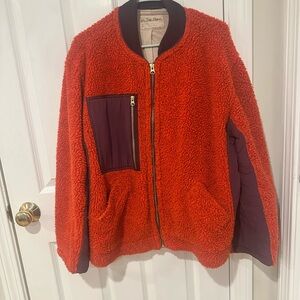 Orange Sherpa Jacket with Purple Accents